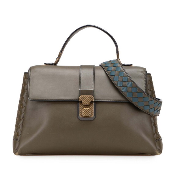Bottega Veneta Handbags - BOTTEGA VENETA Green Leather Intrecciato Shoulder Bag